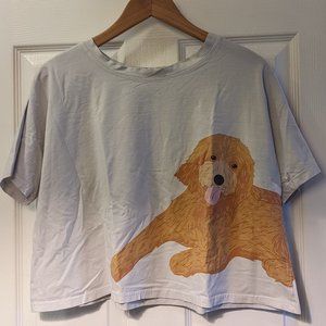 $5!!! Puppy Cropped Tee